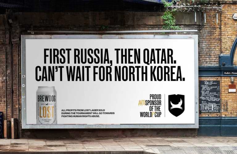 Exemple des campagnes publicitaires de Brewdog contre la Coupe du Monde de Football